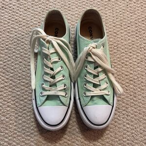 Mint pastel green low top platform converse sneakers